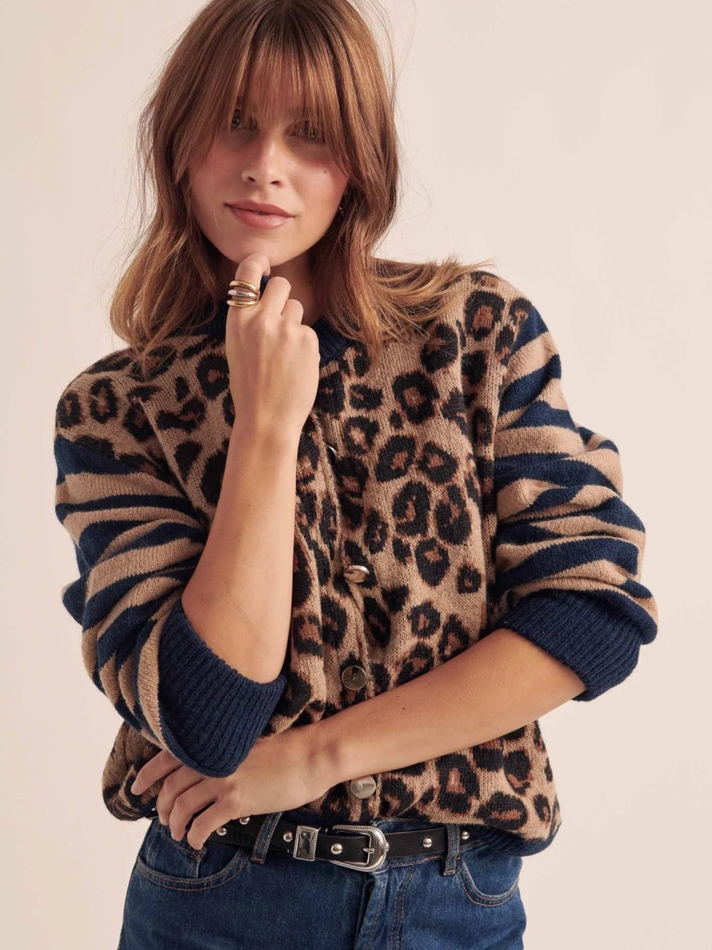 Balzac Paris Idole Leopard striped Cardigan - Picture 4 of 7